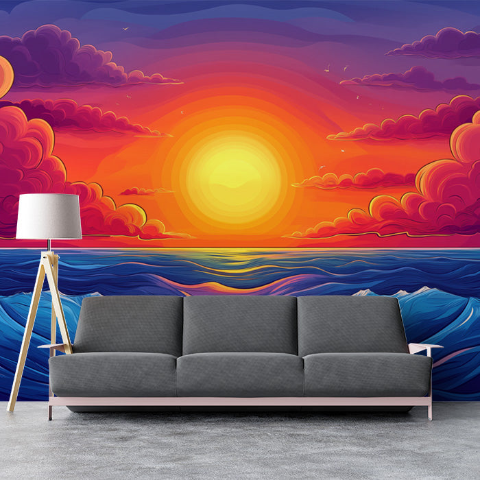 Sunset and Waves| Various Colors (Orange, Purple, Blue, etc.) of Sunset and Waves