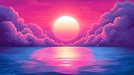 Vibrant Sunrise over Ocean| Various Colors (Pink, Red, Blue, etc.)