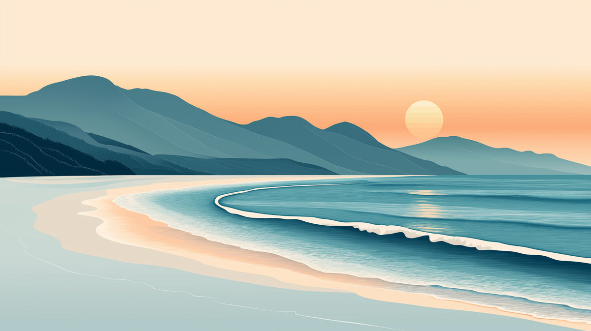 Coastal Sunrise and Mountains| Various Colors (Orange, Blue, Green, etc.) of Coastal Sunrise
