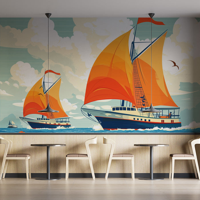 Sailing Boats | Various Colors (Orange, Blue, etc.) of Sailing Boats