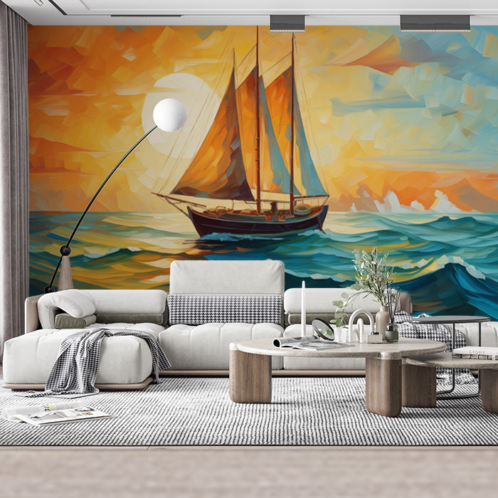 Sunset and Sailboat| Various Colors (Orange, Blue, etc.) of Sunset and Sailboat
