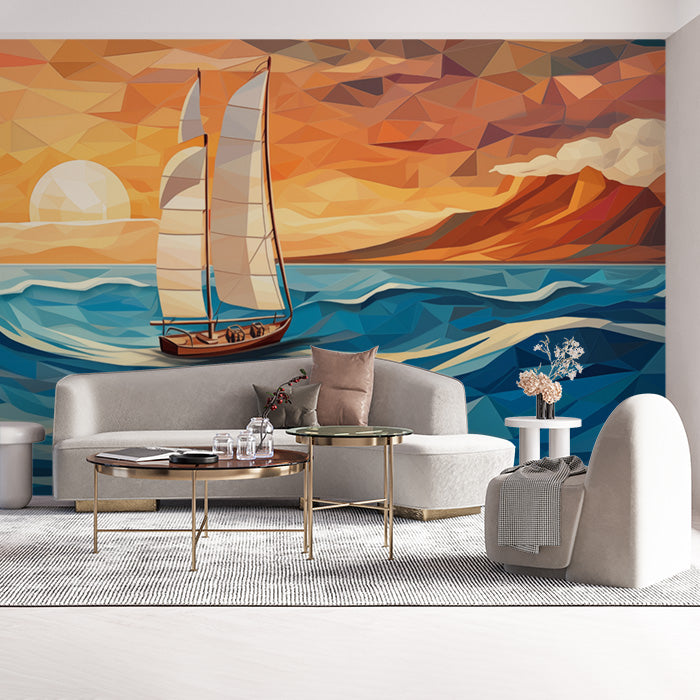 Sunset and Sailboat| Various Colors (Orange, Blue, etc.) of Sunset and Sailboat