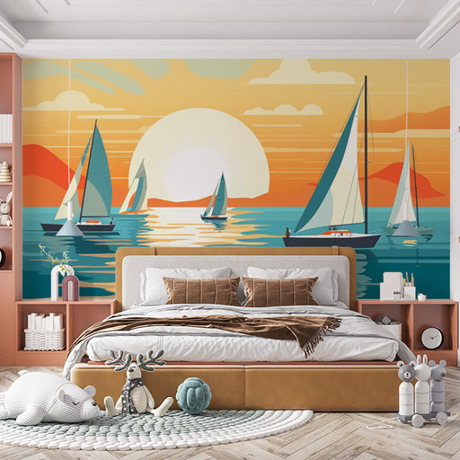 Sunset and Sailing Boats | Various Colors (Orange, Blue, etc.) of Sunset and Sailing Boats
