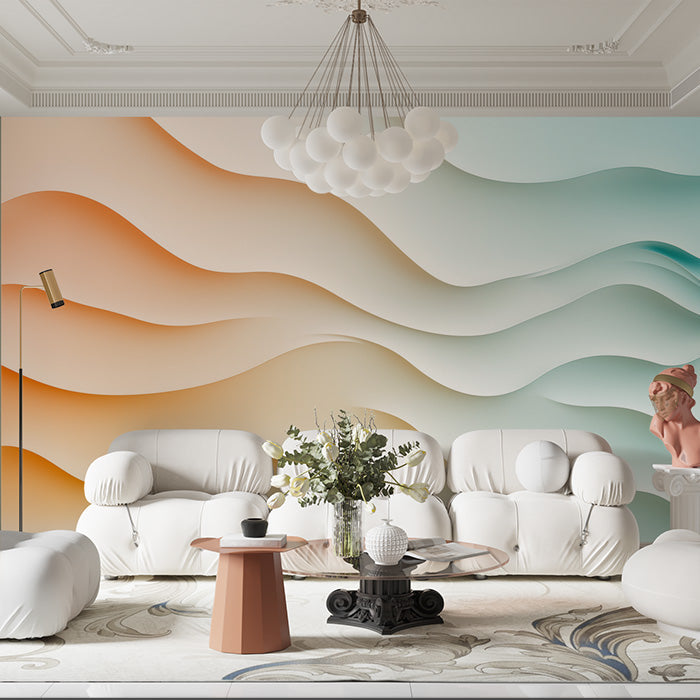 Gradient Wave Mural Wallpaper| Various Colors (Orange, Green, etc.) of Gradient Wave
