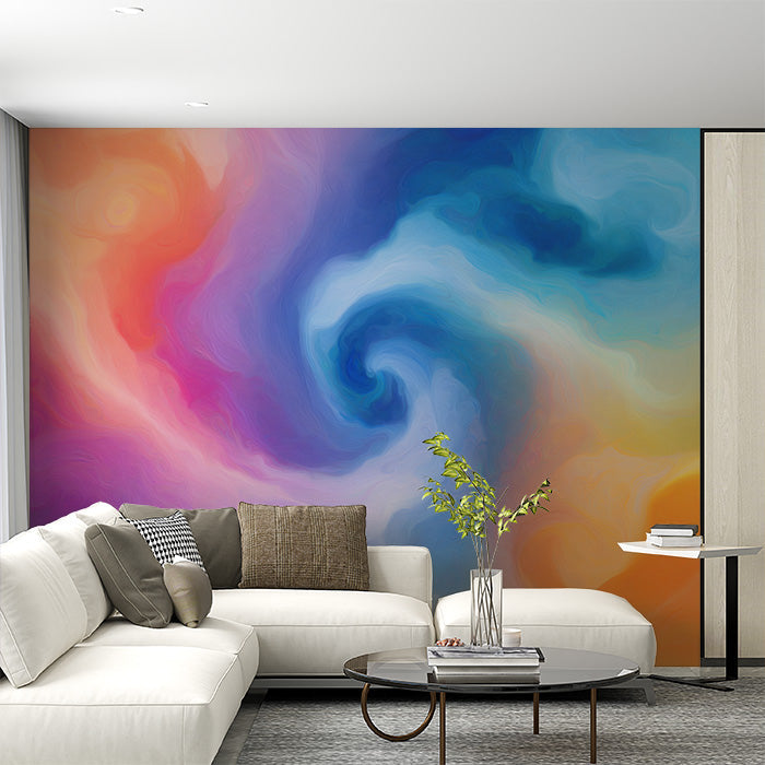 Colorful Swirl Mural Wallpaper in Office| Various Colors (Orange, Blue, Purple, etc.) of Colorful Swirls