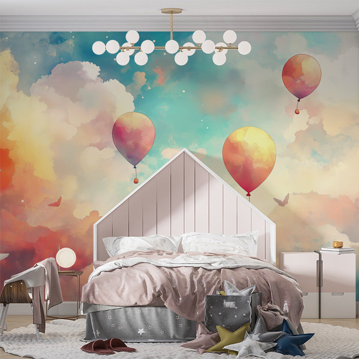 Hot Air Balloon and Clouds | Various Colors (Blue, Orange, etc.) of Balloons