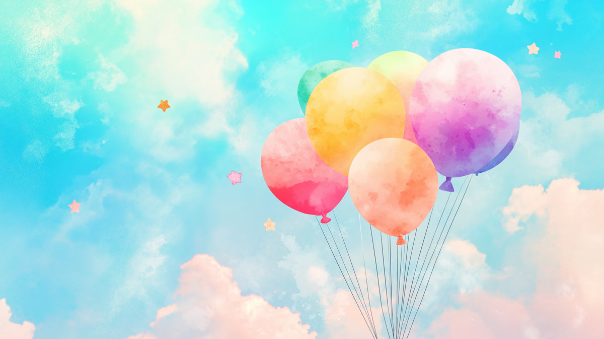 Hot Air Balloon and Clouds | Various Colors (Blue, Orange, etc.) of Balloons
