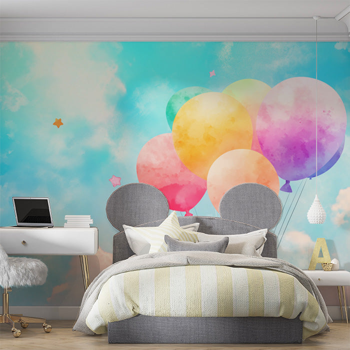 Hot Air Balloon and Clouds | Various Colors (Blue, Orange, etc.) of Balloons
