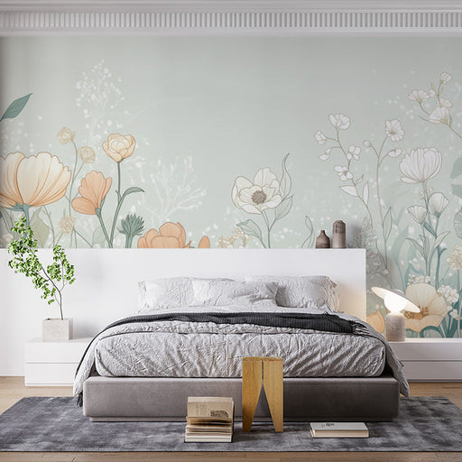 Floral Wallpaper in Bedroom | Various Colors (Pink, Yellow, etc.) of Flowers