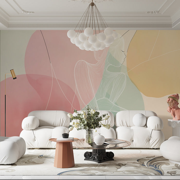 Abstract Figure Wallpaper in Office | Various Colors (Pink, Beige, etc.) of Figure
