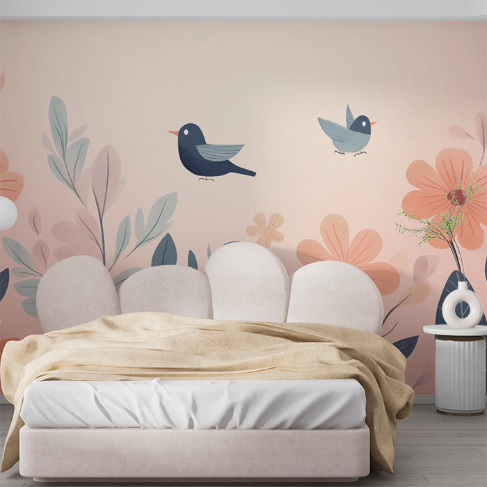 Bird and Floral Wallpape | Various Colors (Pink, Blue, etc.) of Birds