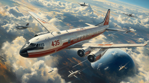 Vintage Airplanes in Space Mural Wallpaper in Room | Various Colors (Brown, Red, etc.) of Vintage Airplanes