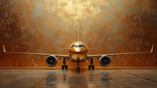 Golden Airplane Mural Wallpaper in Office | Various Colors (Gold, Brown, etc.) of Golden Airplane