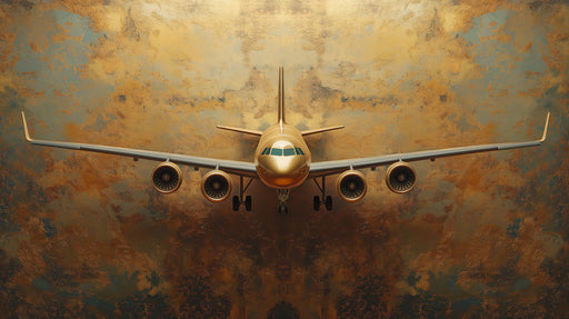 Golden Airplane Mural Wallpaper in Office | Various Colors (Gold, Brown, etc.) of Golden Airplane
