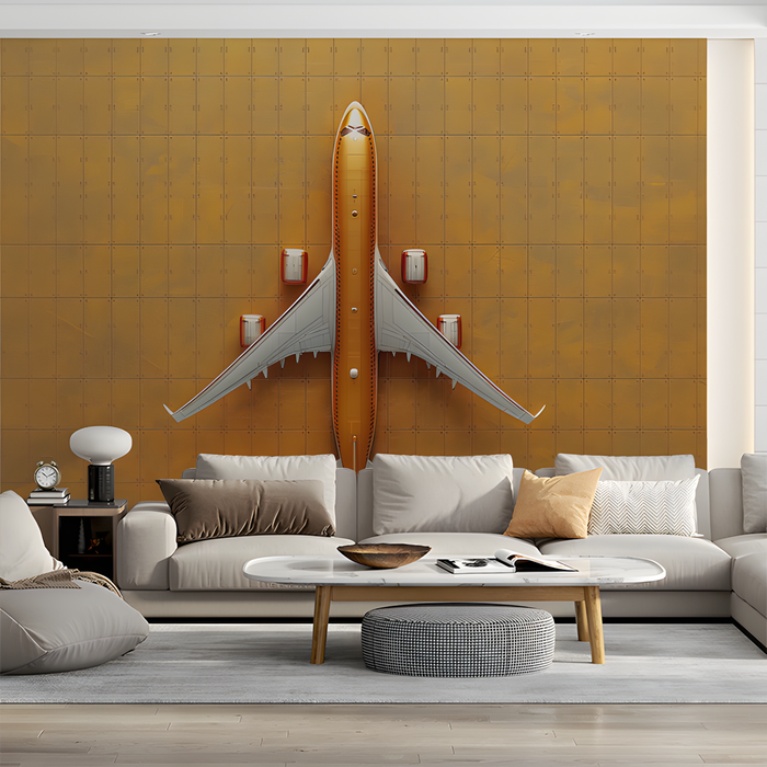Golden Airplane Mural Wallpaper in Office | Various Colors (Gold, Brown, etc.) of Golden Airplane