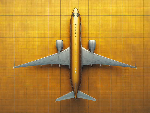 Golden Airplane Mural Wallpaper in Office | Various Colors (Gold, Brown, etc.) of Golden Airplane