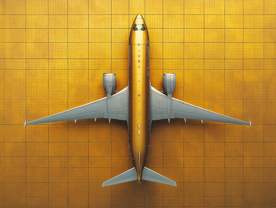 Golden Airplane Mural Wallpaper in Office | Various Colors (Gold, Brown, etc.) of Golden Airplane
