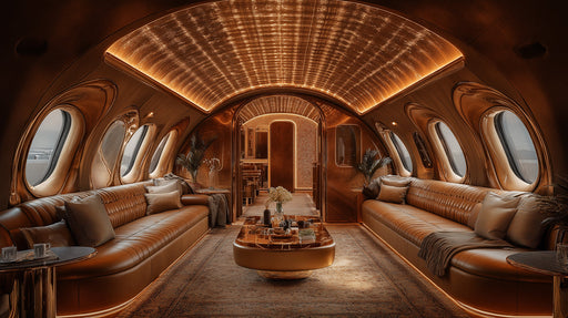 Luxury Airplane Interior Mural Wallpaper in Living Room | Various Colors (Gold, White, etc.) of Airplane Interior