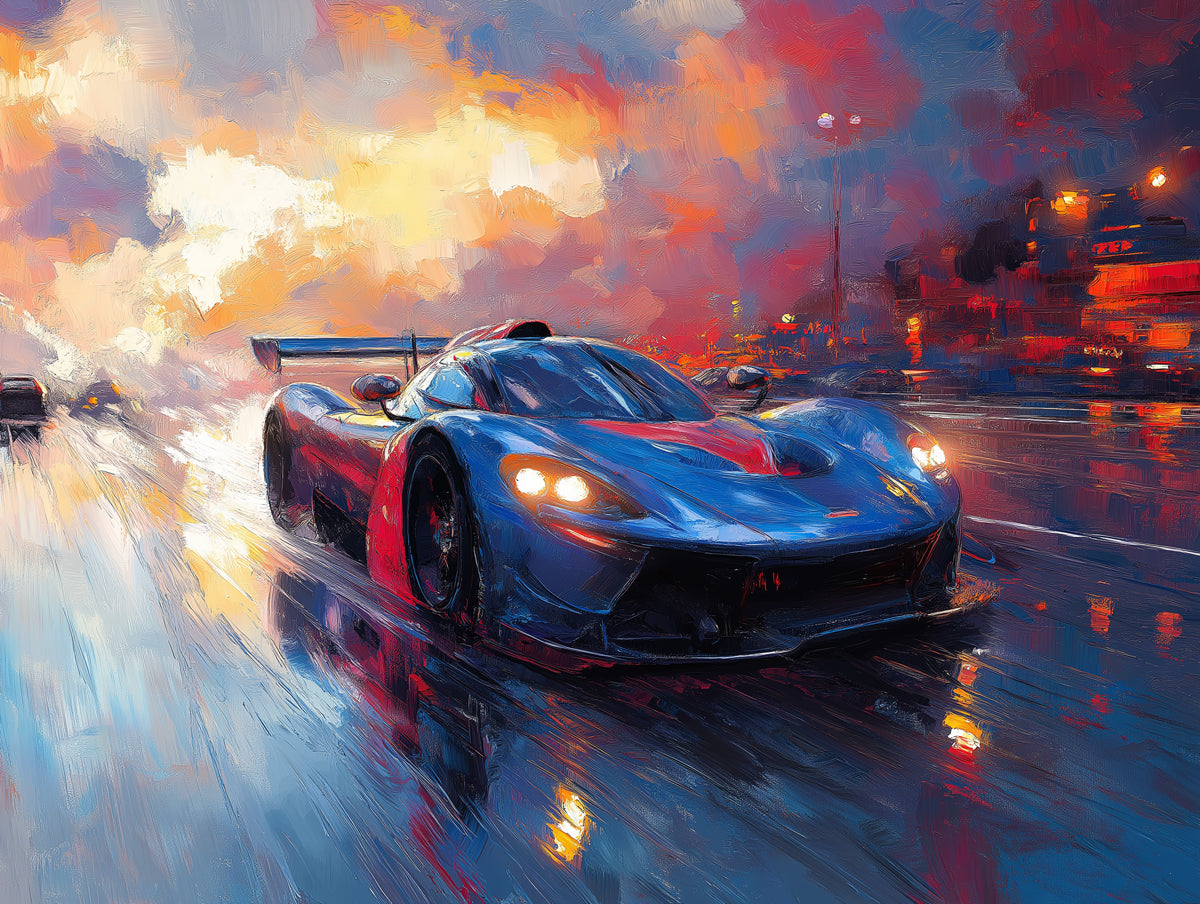 Racing Car in Motion Mural Wallpaper in playroom | Various Colors (Blue, Red, etc.) of Racing Car