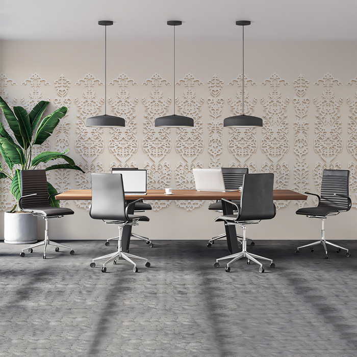 White Ornate - Patterned Wallpaper in Office