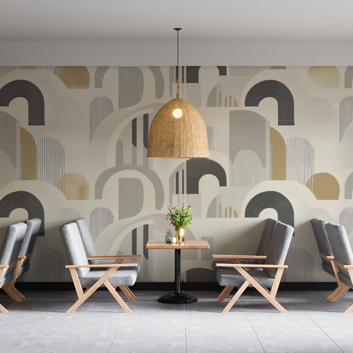Geometric - Patterned Wallpaper in Waiting Area
