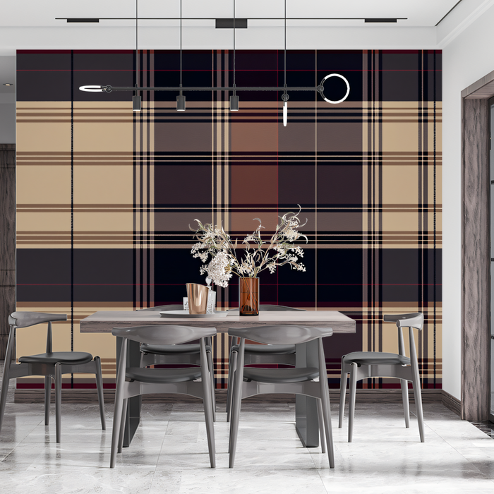 Plaid - Patterned Wallpaper in Dining Room