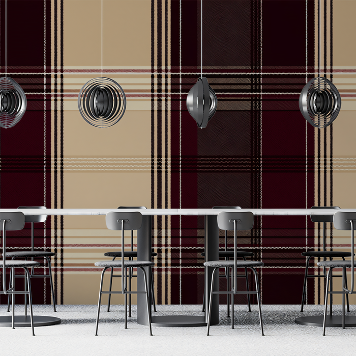 Plaid - Patterned Wallpaper in Dining Room