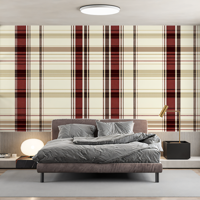 Plaid - Patterned Wallpaper in Dining Room