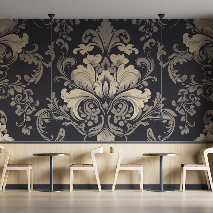 Dark and Light Floral - Ornate Wallpaper in Caf¨¦