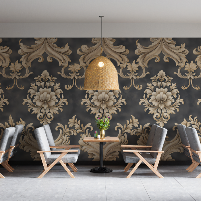 Dark and Light Floral - Ornate Wallpaper in Caf¨¦