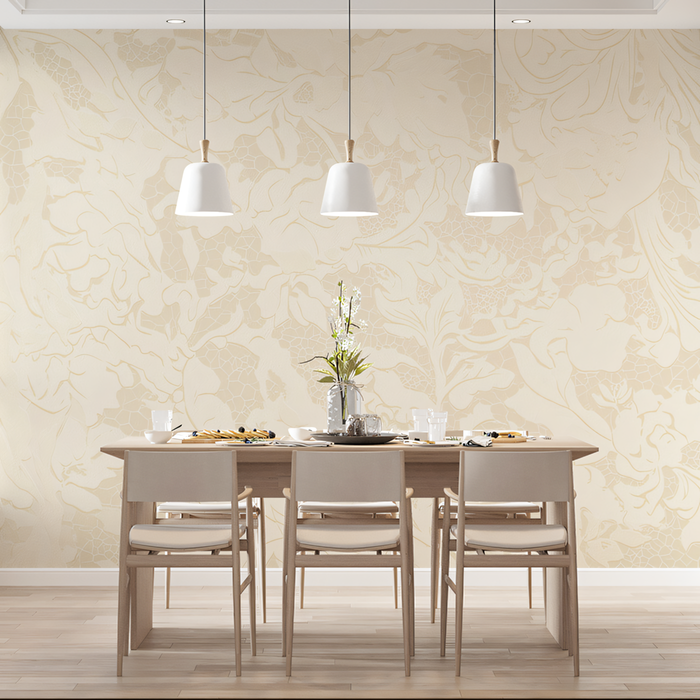 Subtle Floral - Patterned Wallpaper in Dining Room