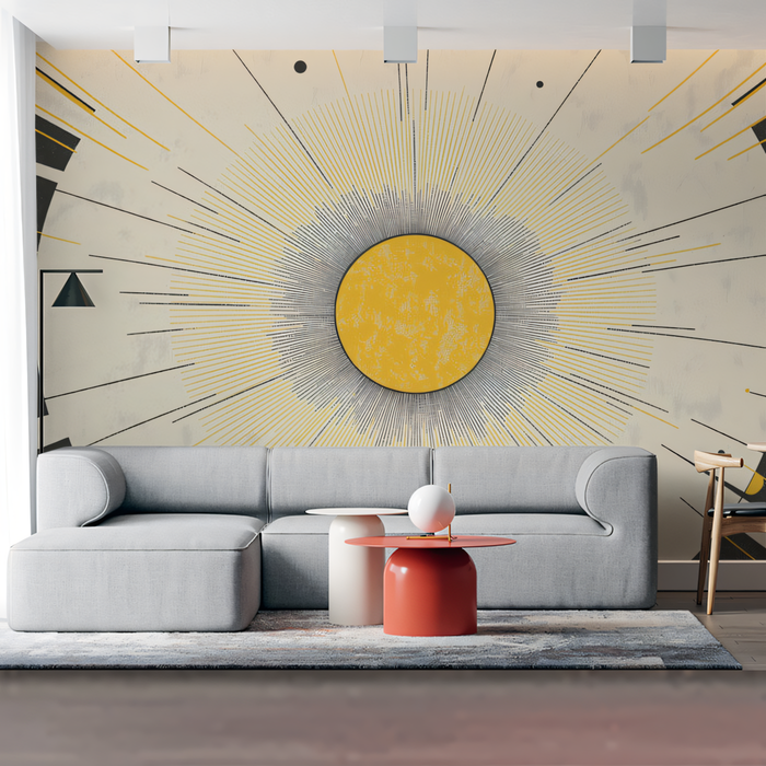 Sunburst - Patterned Wallpaper in Living Room