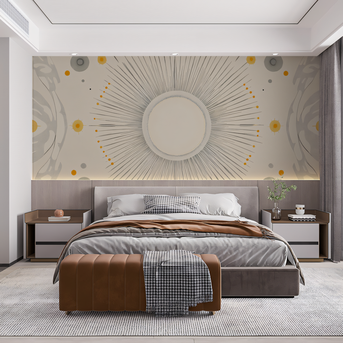 Sunburst - Patterned Wallpaper in Living Room