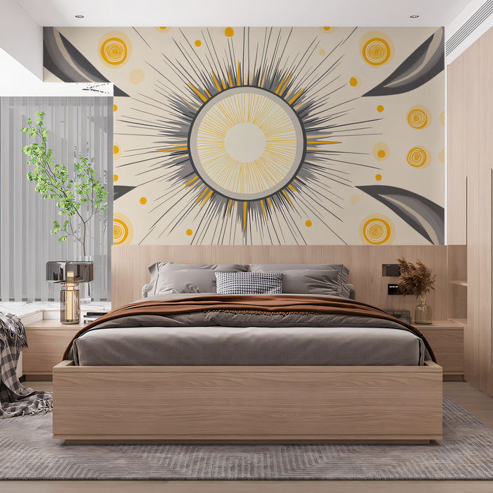 Sunburst - Patterned Wallpaper in Living Room