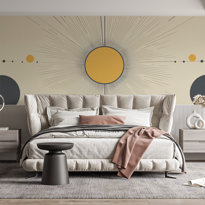 Sunburst - Patterned Wallpaper in Living Room