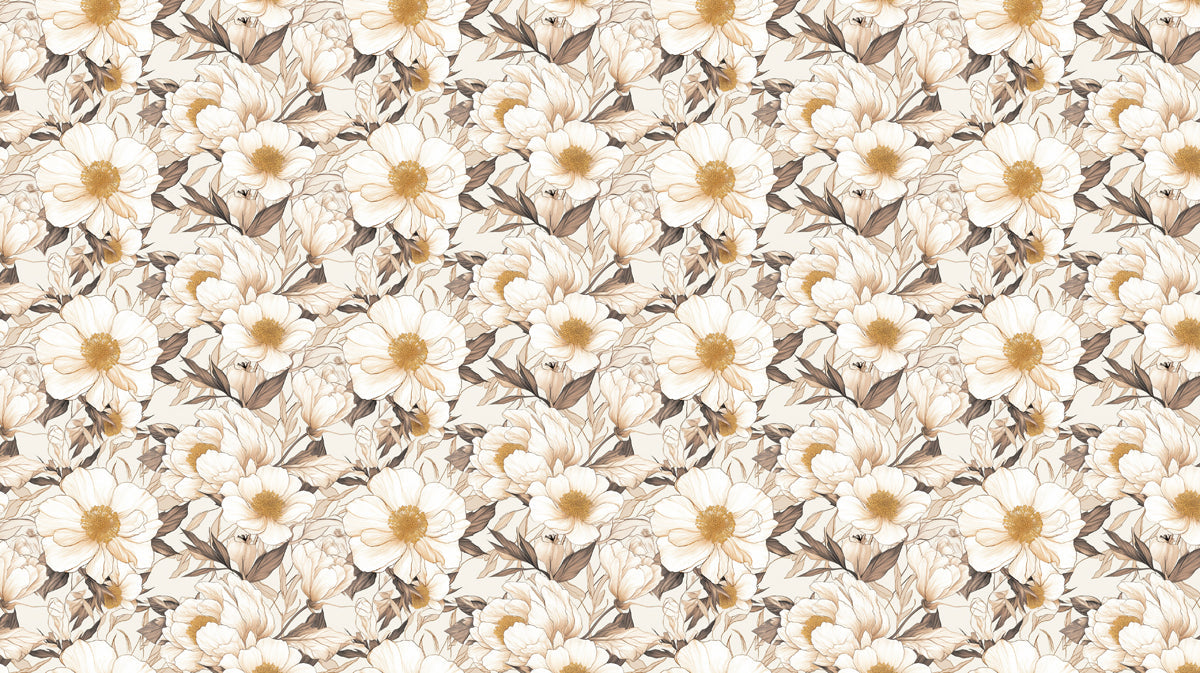 Neutral Floral - Patterned Wallpaper in Waiting Area