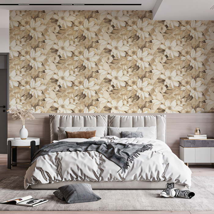 Neutral Floral - Patterned Wallpaper in Waiting Area