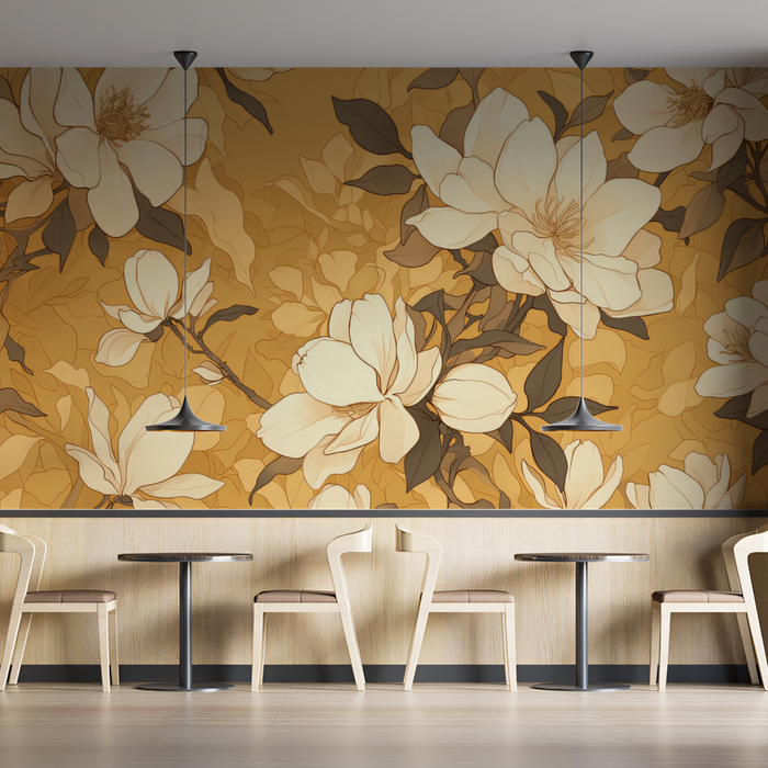 Neutral Floral - Patterned Wallpaper in Waiting Area