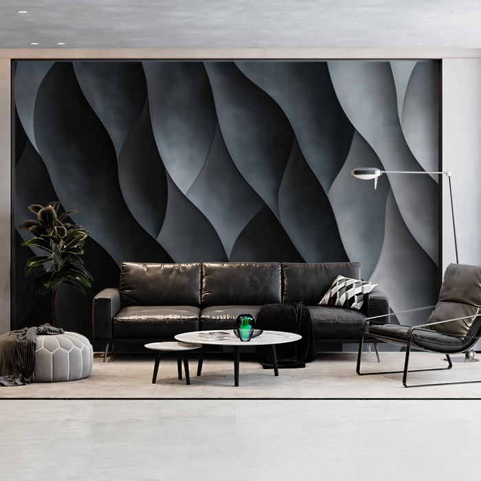 Wave - Patterned Wallpaper in Living Room