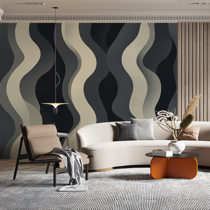 Curved - Wave Wallpaper in Living Room