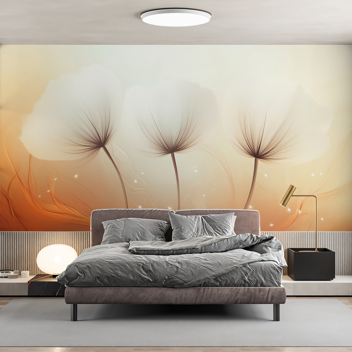 Soft - Hued Dandelion Wallpaper in Bedroom