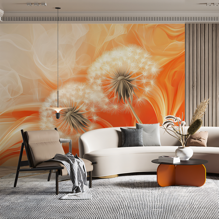 Soft - Hued Dandelion Wallpaper in Bedroom