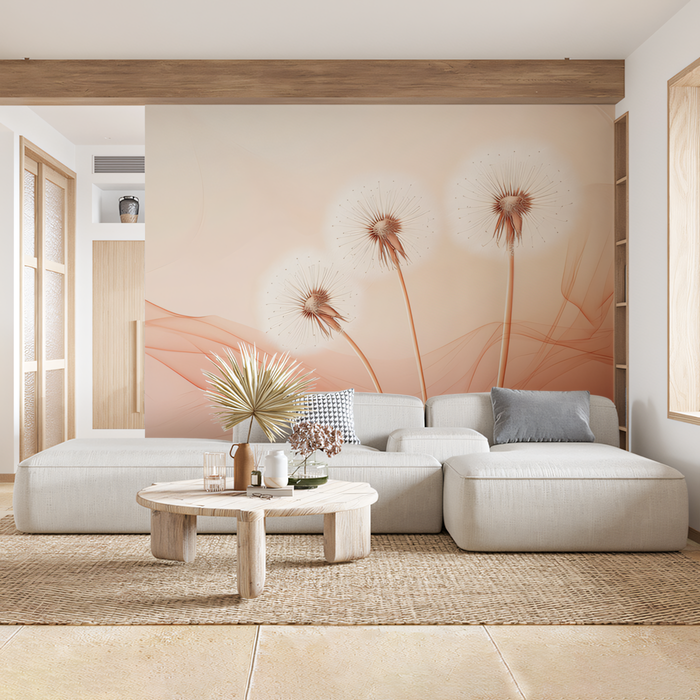 Soft - Hued Dandelion Wallpaper in Bedroom