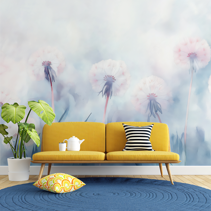 Dreamy Dandelion Wallpaper in Living Room