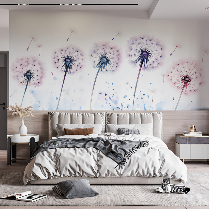 Dandelion Silhouette Wallpaper in Bedroom