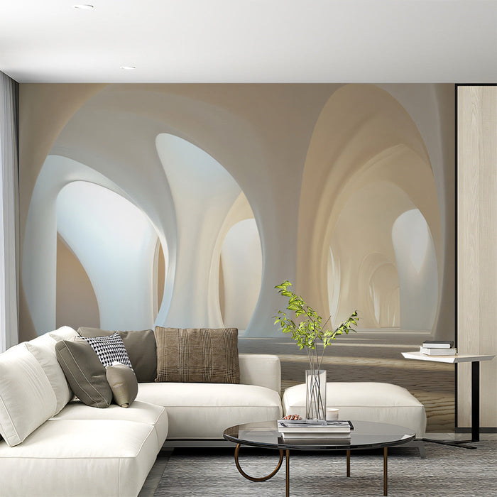 Abstract Archway Mural Wallpaper | Beige, White, Gray