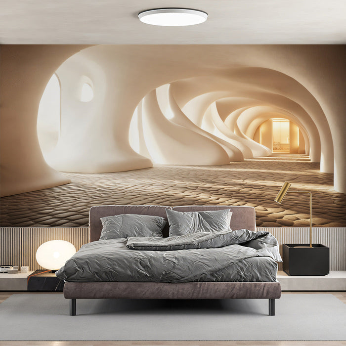 Abstract Archway Mural Wallpaper | Beige, White, Gray