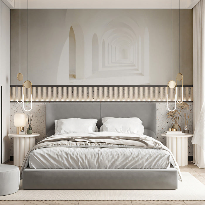 Abstract Archway Mural Wallpaper | Beige, White, Gray