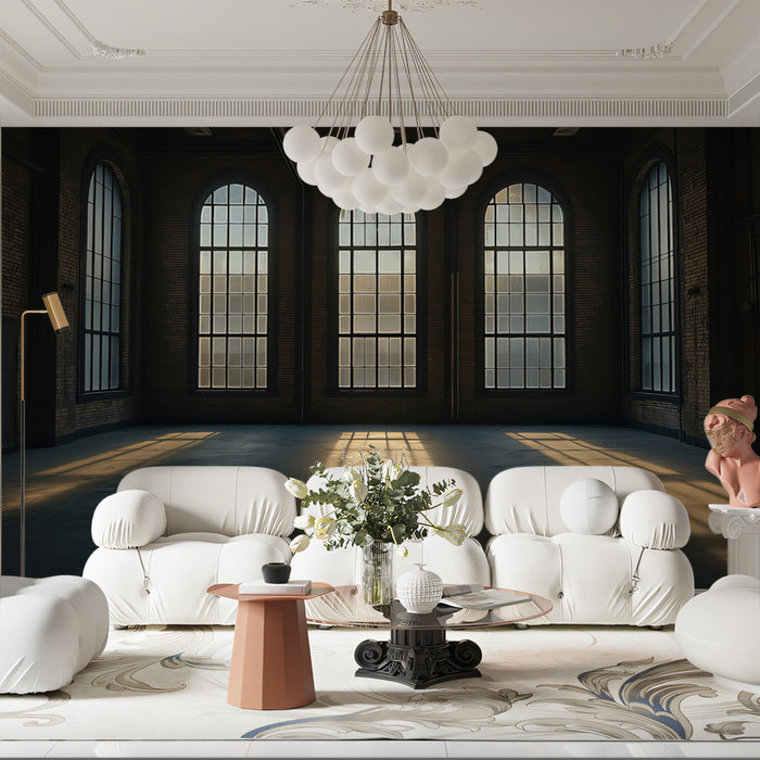 Black and White Windows Mural Wallpaper | Black, White, Gold