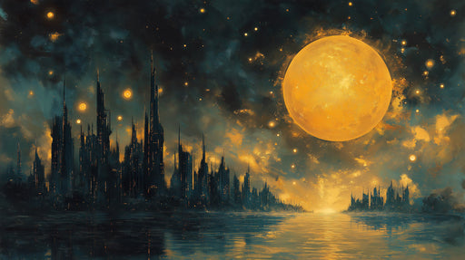 Galactic Metropolis Mural Wallpaper | Yellow, Blue, Black